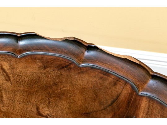 George III Style Pair Of Pie Crust Oval Top Mahogany Side Tables, Ca. 1950 Or Earlier