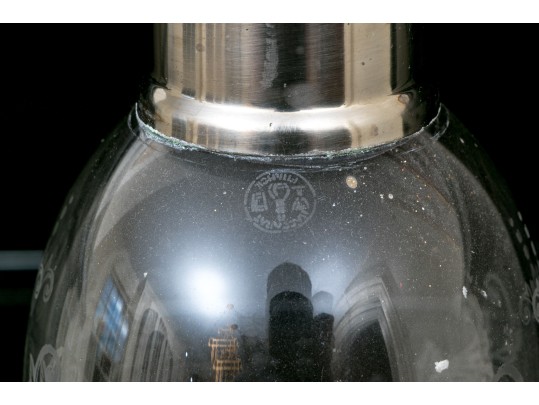 Magnificent Pair Of French Baccarat Crystal Candlesticks And Etched Hurricanes