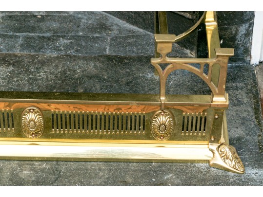 Quality Art Nouveau Inspired Brass Fireplace Fender
