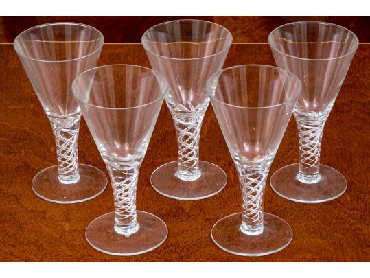 Fantastic Set Of Five Hand-blown Glass Stemware