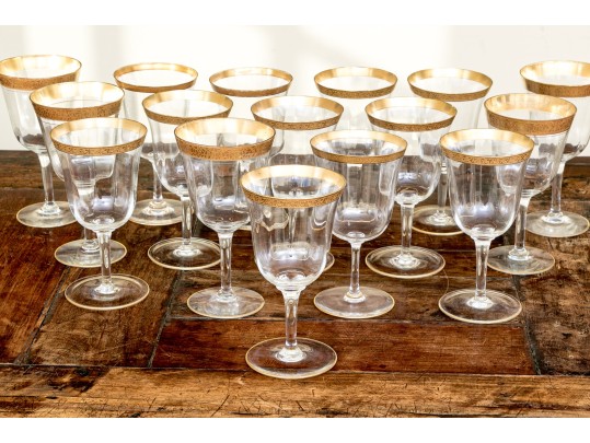 Associated Set Of Sixteen Gold Encrusted Stemware