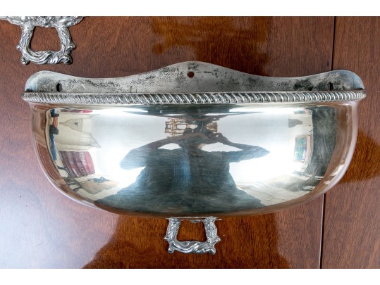 Fantastic Pair Of Silver Plated Wall Pockets