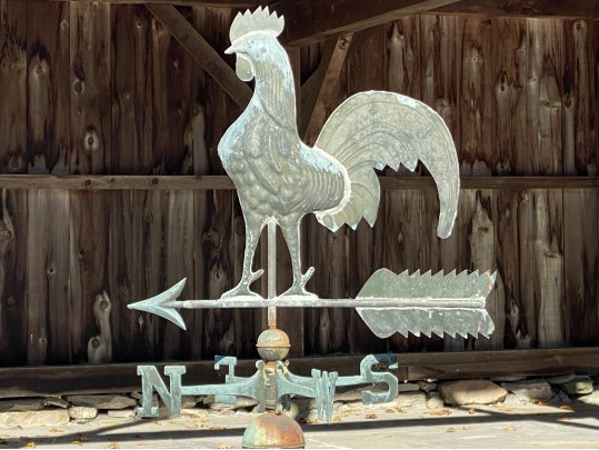 Antique Iron And Copper Rooster Weather Vane