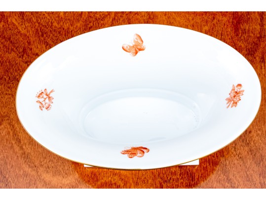 Herend Hand-Painted Porcelain Oval Footed Centerpiece Bowl