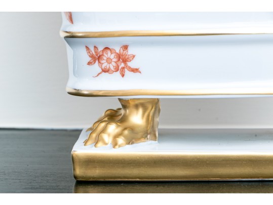 Herend Hand-Painted Porcelain Oval Footed Centerpiece Bowl