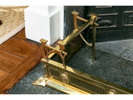 Quality Art Nouveau Inspired Brass Fireplace Fender