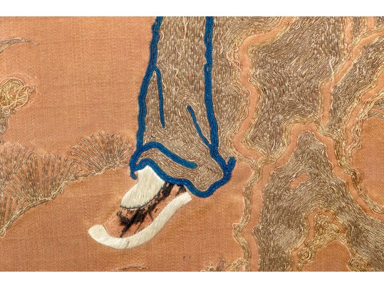 Antique 19th C. Chinese Embroidered Silk Framed Panel