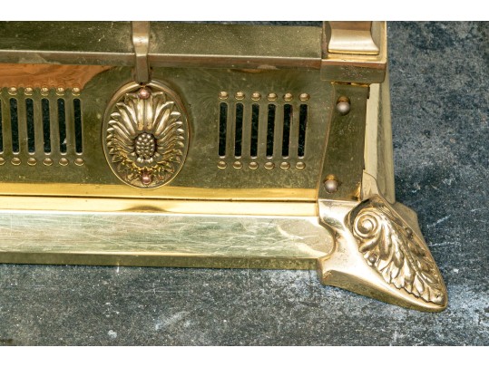Quality Art Nouveau Inspired Brass Fireplace Fender