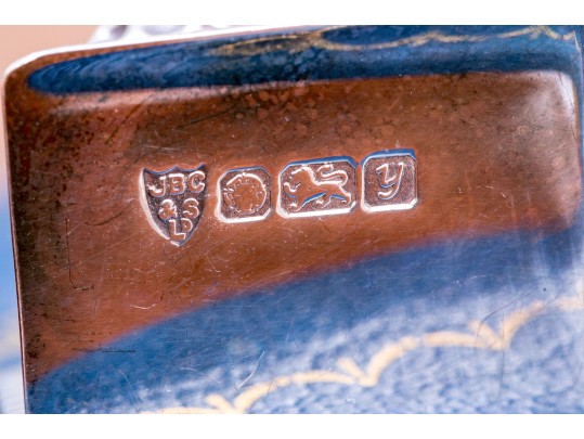 Set Of Six English Sterling Silver Marked Place Card Settings, 6.38 Ozt.