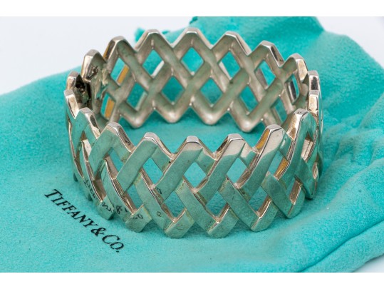 Tiffany & Co. Paloma PIcasso Sterling Silver Fabulous Ultra Wide Lattice Hinged Bangle Bracelet