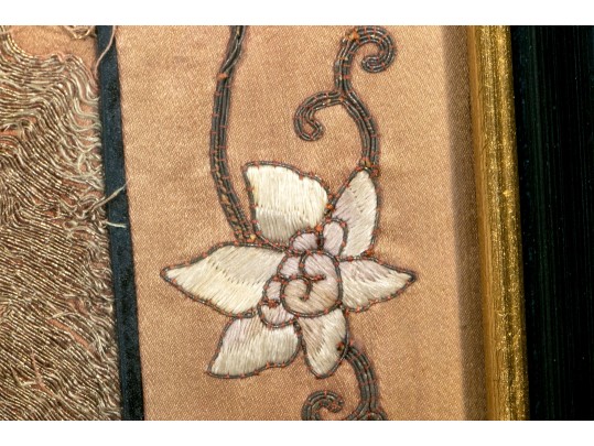Antique 19th C. Chinese Embroidered Silk Framed Panel