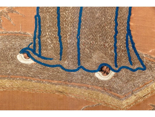 Antique 19th C. Chinese Embroidered Silk Framed Panel