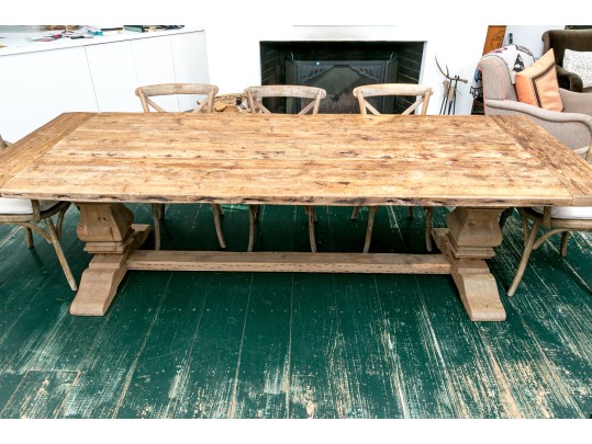 Restoration Hardware French Country Style Oak Extension Trestle Table