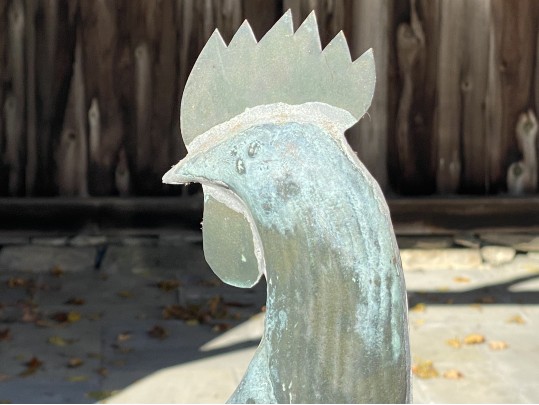 Antique Iron And Copper Rooster Weather Vane
