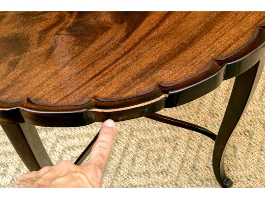 George III Style Pair Of Pie Crust Oval Top Mahogany Side Tables, Ca. 1950 Or Earlier