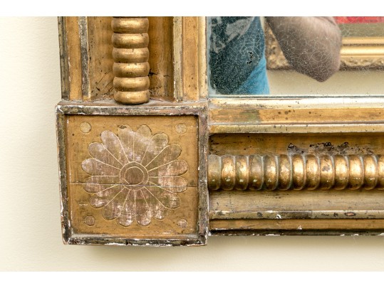 Antique Ca. 1840 Carved And Gilt Finished Framed Mirror