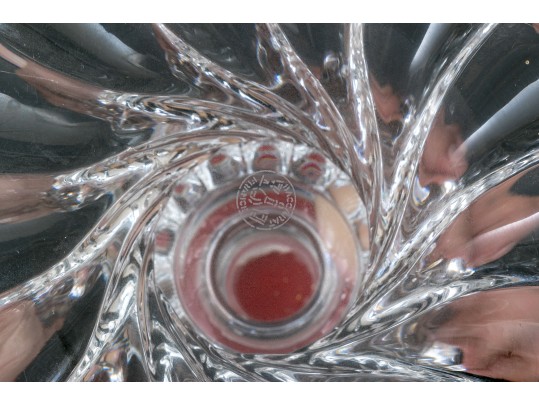 Magnificent Pair Of French Baccarat Crystal Candlesticks And Etched Hurricanes