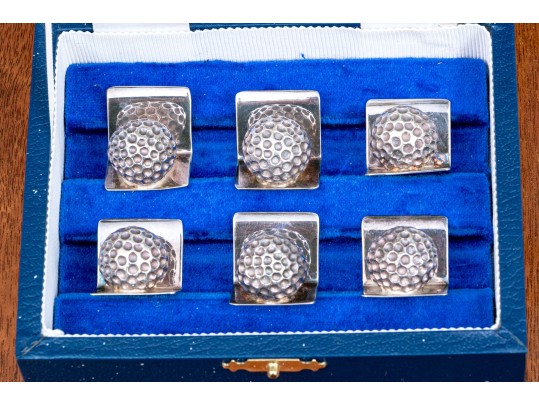 Set Of Six English Sterling Silver Marked Place Card Settings, 6.38 Ozt.