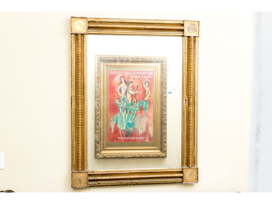 Antique Ca. 1840 Carved And Gilt Finished Framed Mirror