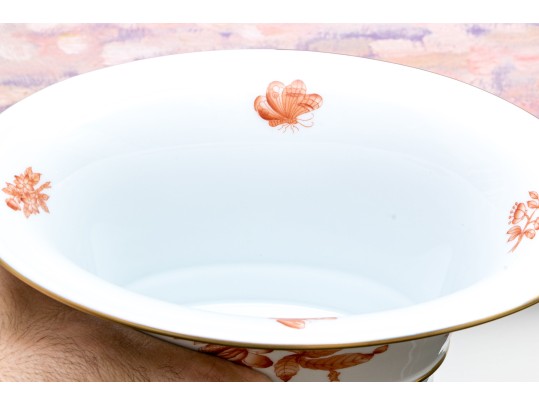 Herend Hand-Painted Porcelain Oval Footed Centerpiece Bowl