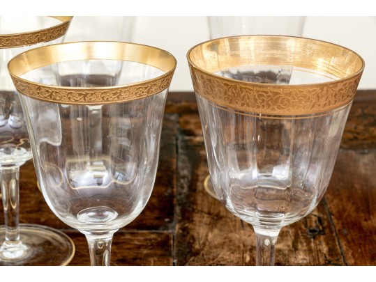 Associated Set Of Sixteen Gold Encrusted Stemware