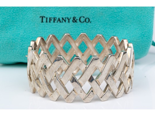 Tiffany & Co. Paloma PIcasso Sterling Silver Fabulous Ultra Wide Lattice Hinged Bangle Bracelet