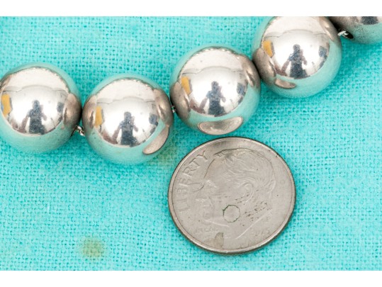 Tiffany & Co. Sterling Silver Striking 12.75 Mm Bead Necklace