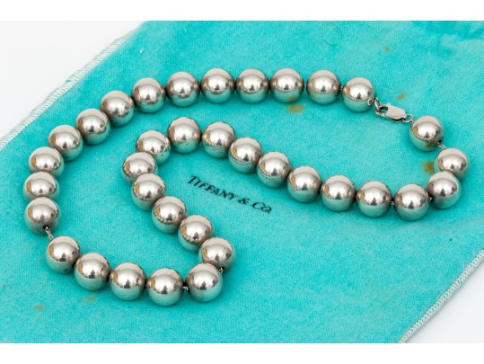 Tiffany & Co. Sterling Silver Striking 12.75 Mm Bead Necklace
