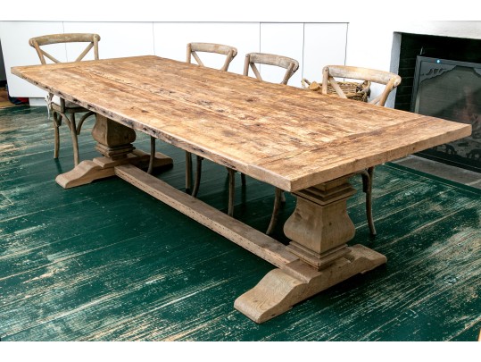Restoration Hardware French Country Style Oak Extension Trestle Table