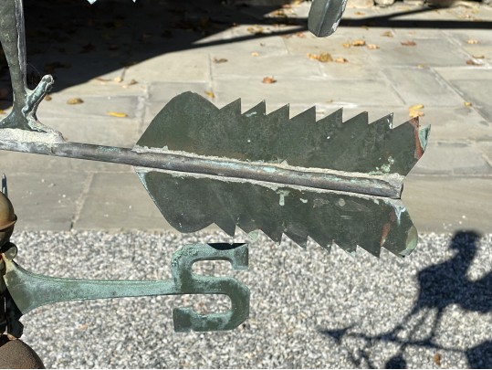 Antique Iron And Copper Rooster Weather Vane