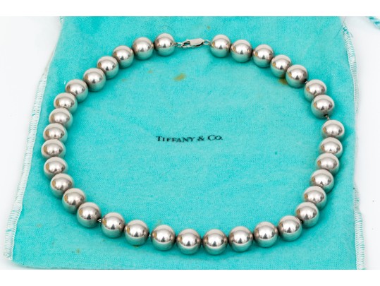 Tiffany & Co. Sterling Silver Striking 12.75 Mm Bead Necklace