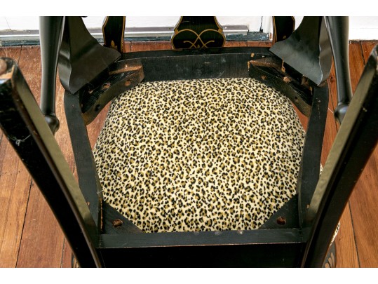 Pair Of Bold Chinese Chippendale Style Side Chairs With Cheetah Print Upholstery