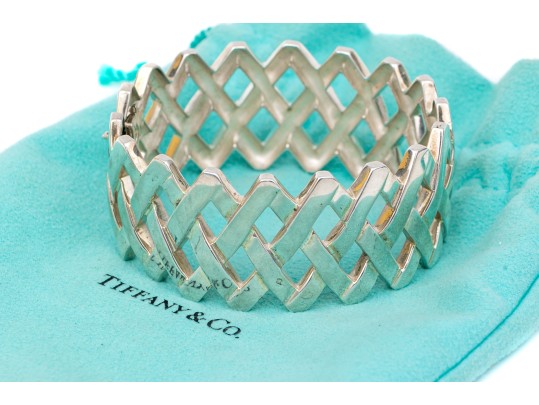 Tiffany & Co. Paloma PIcasso Sterling Silver Fabulous Ultra Wide Lattice Hinged Bangle Bracelet