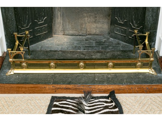 Quality Art Nouveau Inspired Brass Fireplace Fender