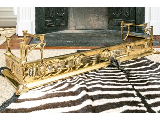Quality Art Nouveau Inspired Brass Fireplace Fender