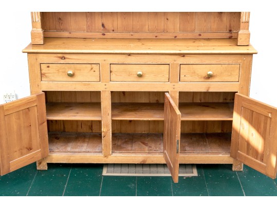 Antique Step Back Pine Cupboard