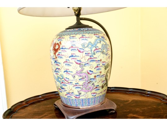 Pair Of Chinese Famille Rose On Yellow Ground Porcelain Vases, Mounted As Table Lamps