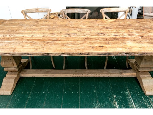 Restoration Hardware French Country Style Oak Extension Trestle Table