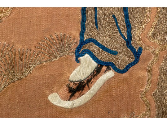 Antique 19th C. Chinese Embroidered Silk Framed Panel