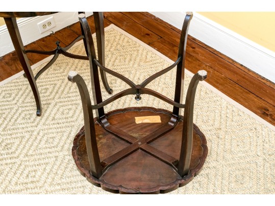 George III Style Pair Of Pie Crust Oval Top Mahogany Side Tables, Ca. 1950 Or Earlier