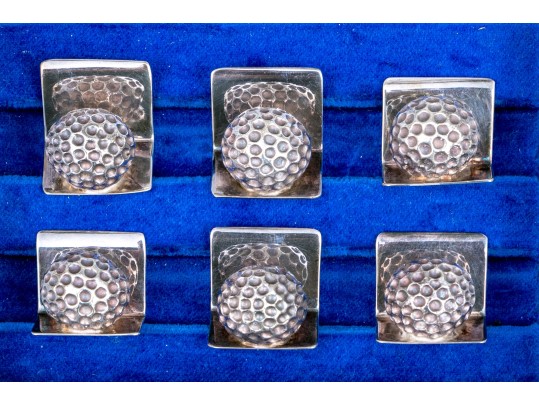Set Of Six English Sterling Silver Marked Place Card Settings, 6.38 Ozt.