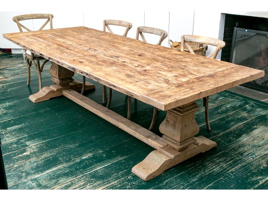 Restoration Hardware French Country Style Oak Extension Trestle Table