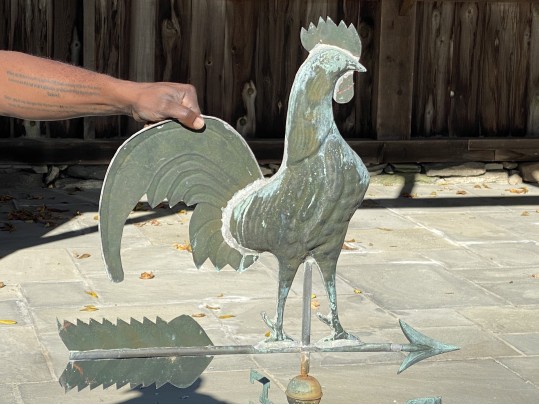 Antique Iron And Copper Rooster Weather Vane