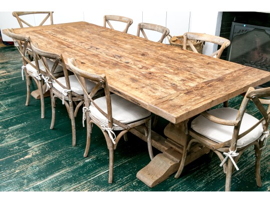 Restoration Hardware French Country Style Oak Extension Trestle Table