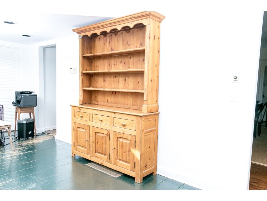 Antique Step Back Pine Cupboard