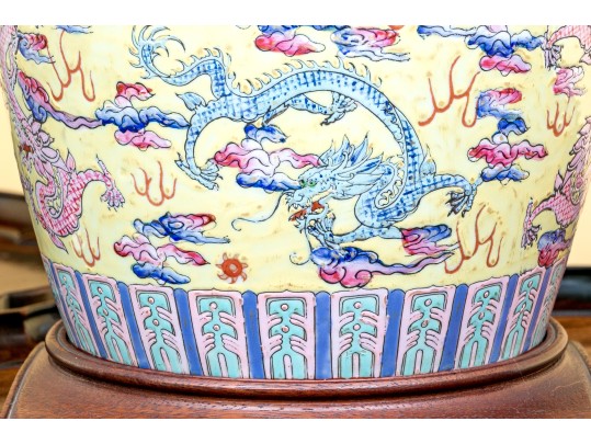 Pair Of Chinese Famille Rose On Yellow Ground Porcelain Vases, Mounted As Table Lamps