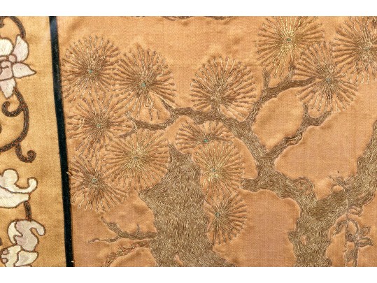 Antique 19th C. Chinese Embroidered Silk Framed Panel