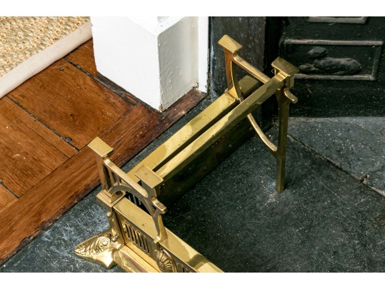 Quality Art Nouveau Inspired Brass Fireplace Fender