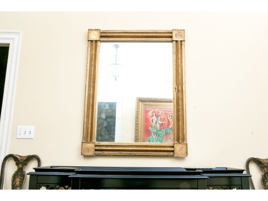 Antique Ca. 1840 Carved And Gilt Finished Framed Mirror