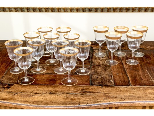 Associated Set Of Sixteen Gold Encrusted Stemware